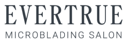 Logo for EverTrue Microblading Salon with the business name in bold uppercase letters and a tagline in smaller, lighter font below.